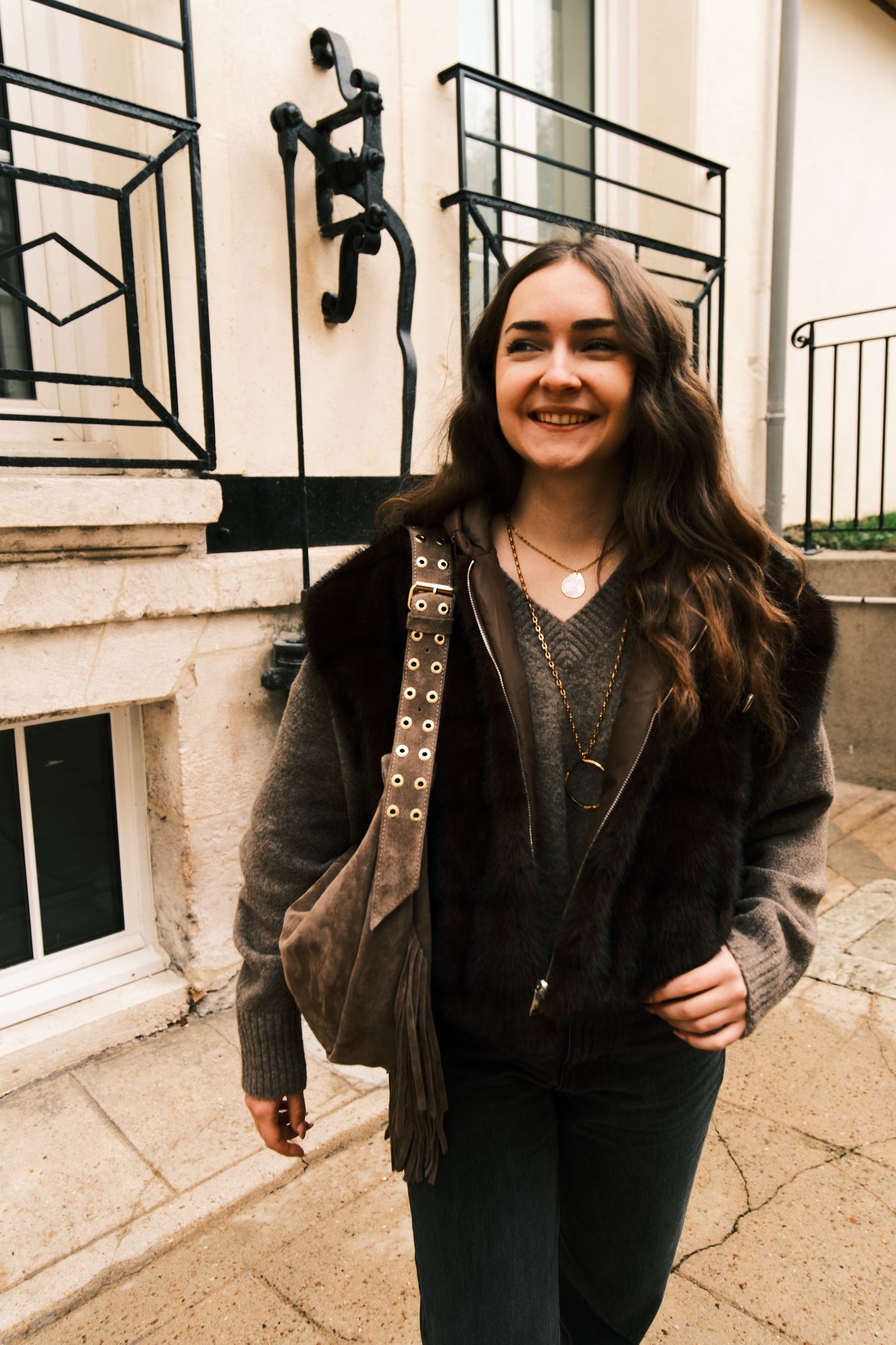 Veste fourrure sans manches