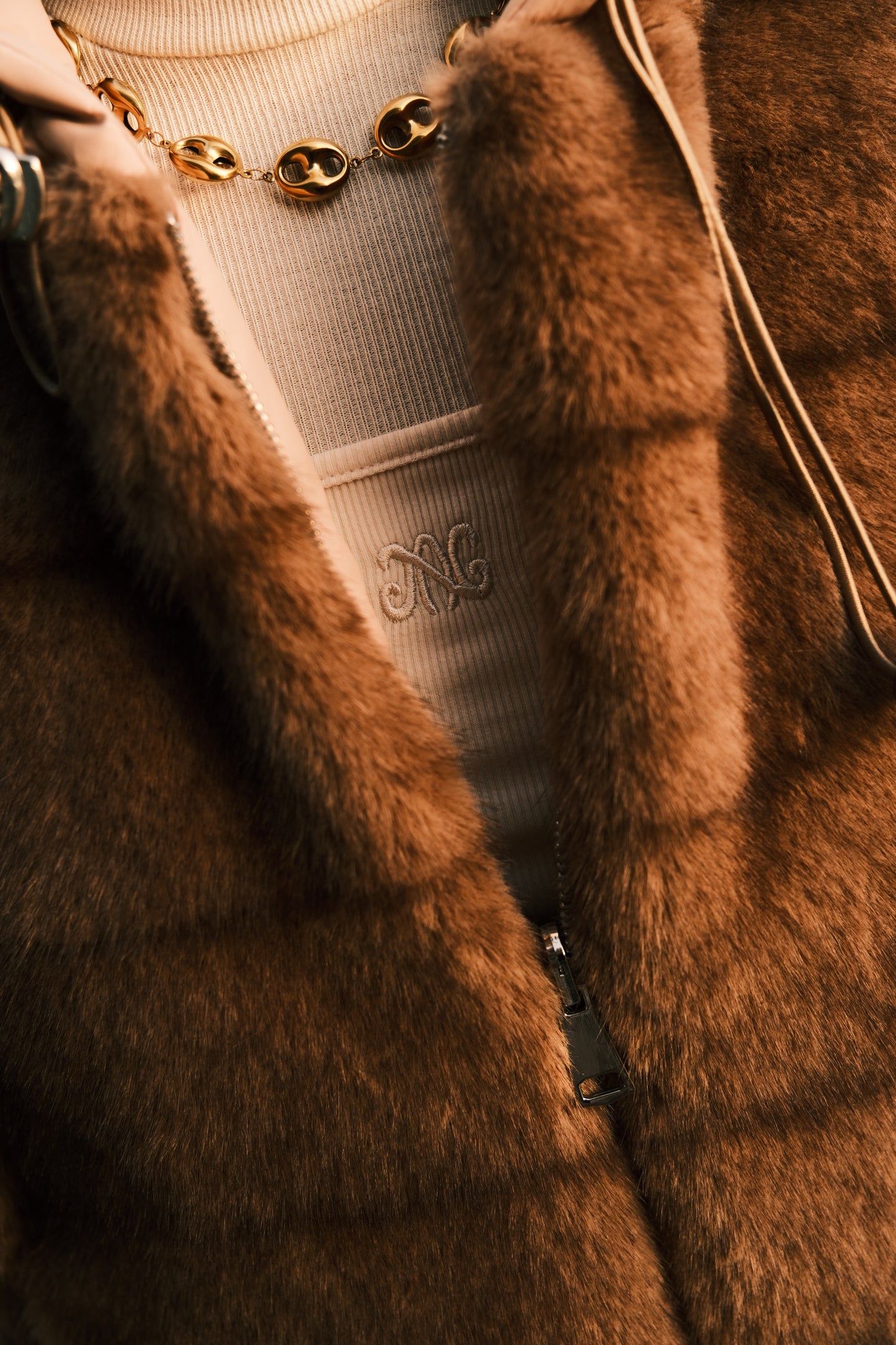 Veste fourrure sans manches