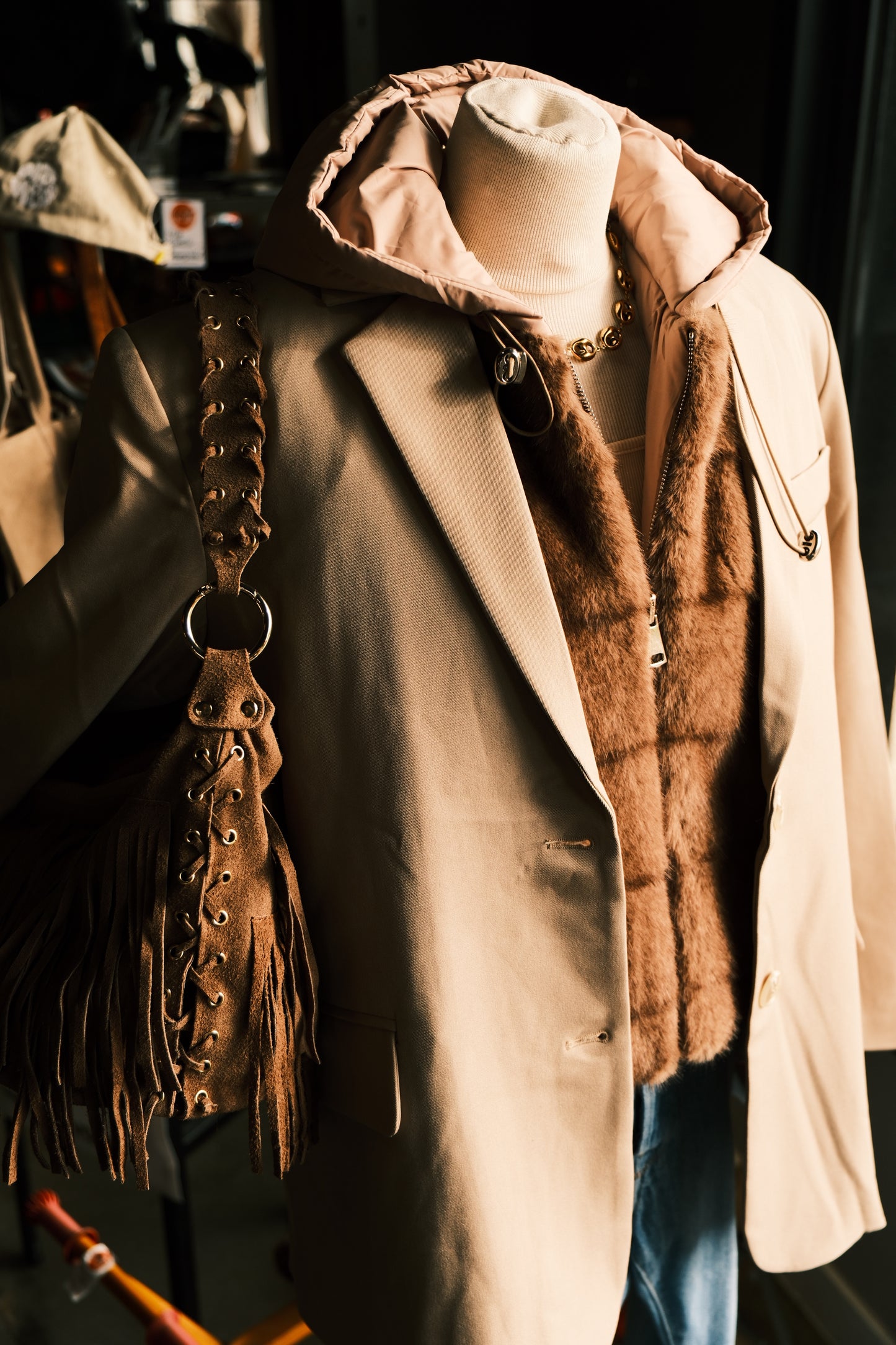 Veste fourrure sans manches