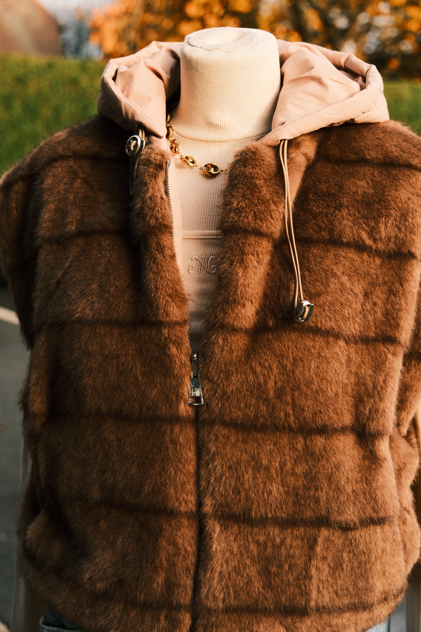 Veste fourrure sans manches