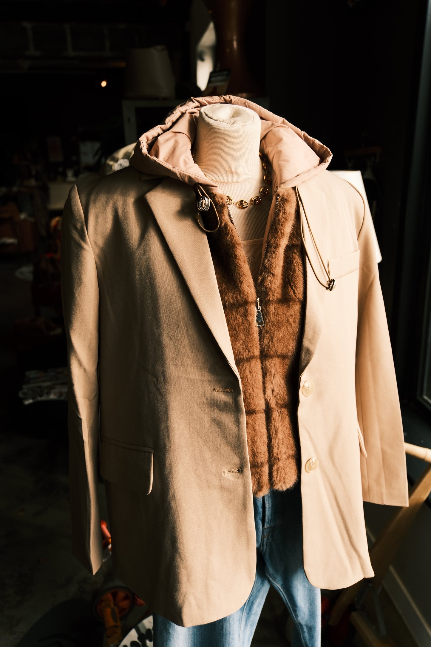 Veste fourrure sans manches