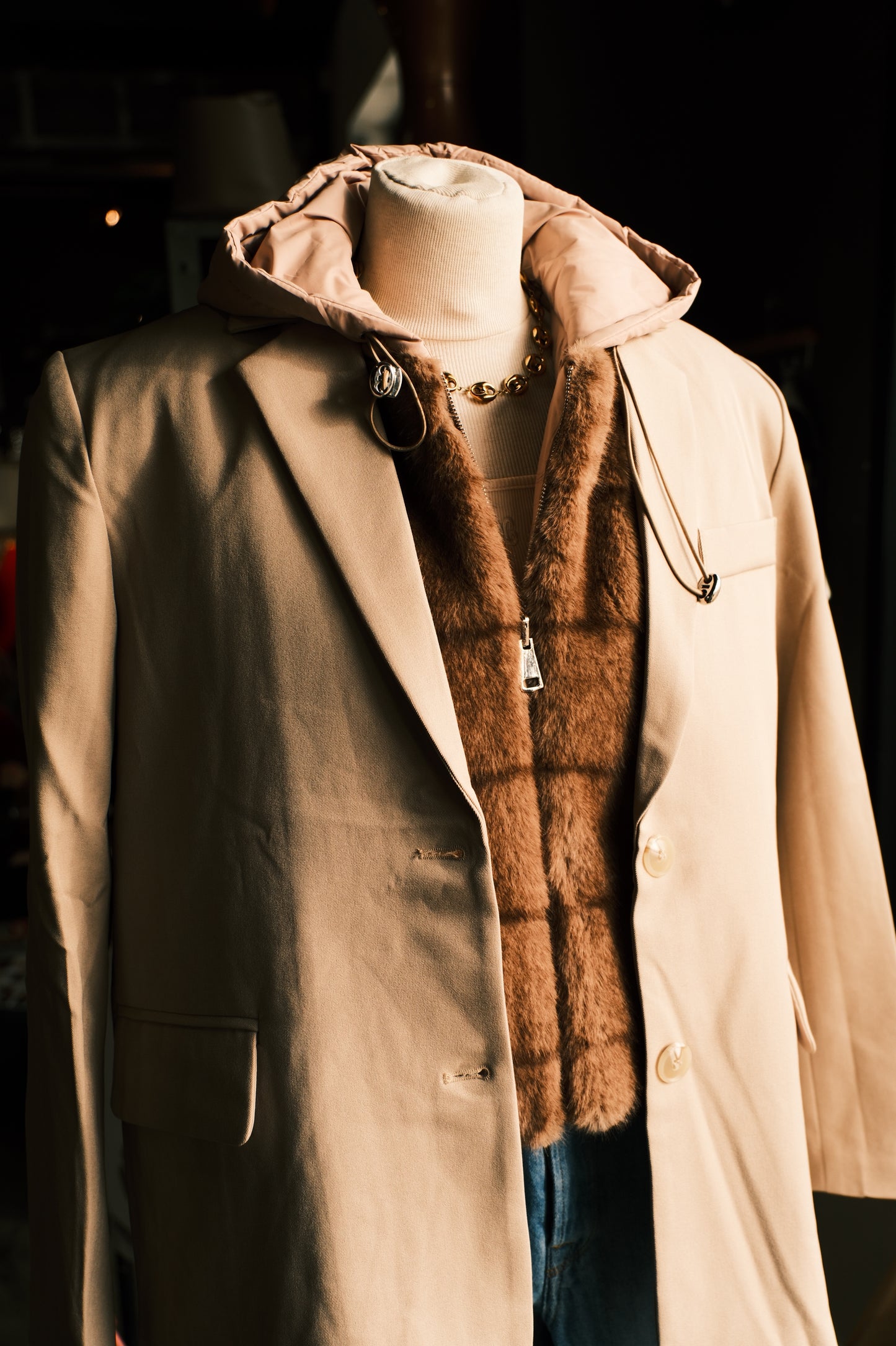 Veste fourrure sans manches