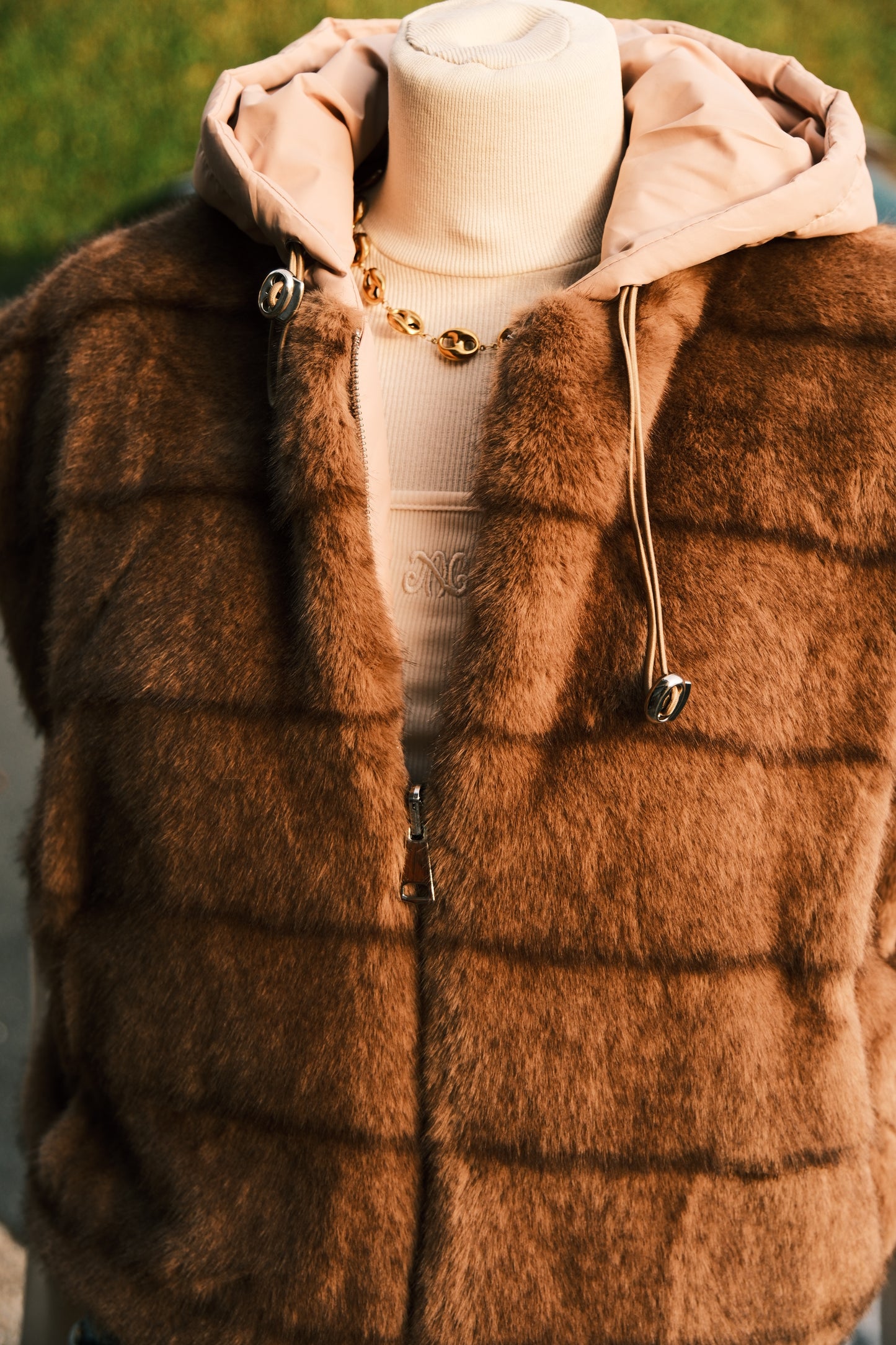 Veste fourrure sans manches